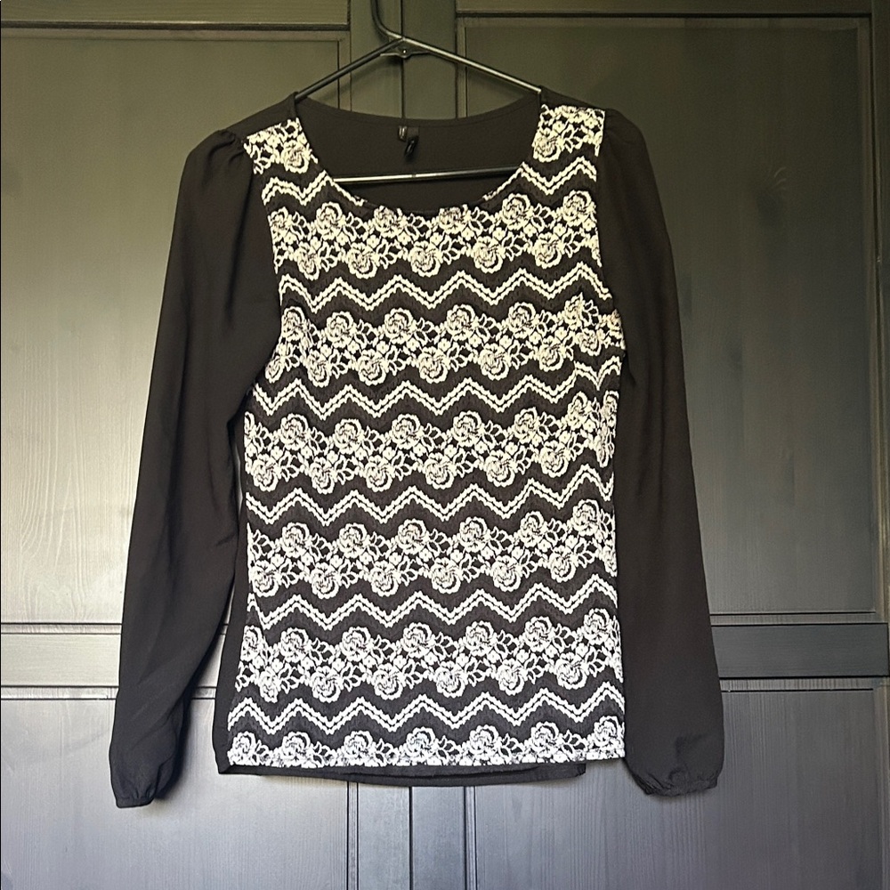 Maurices Black and White Lace Blouse